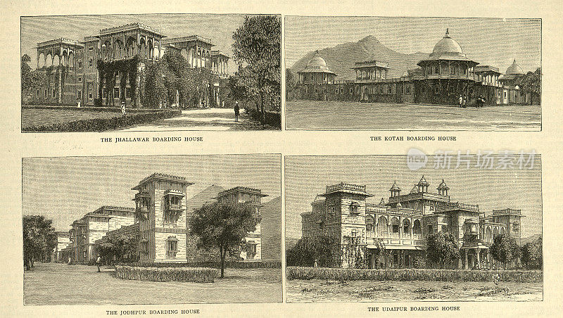 梅奥学院，Ajmere, Rajputana的寄宿公寓。印度,19世纪